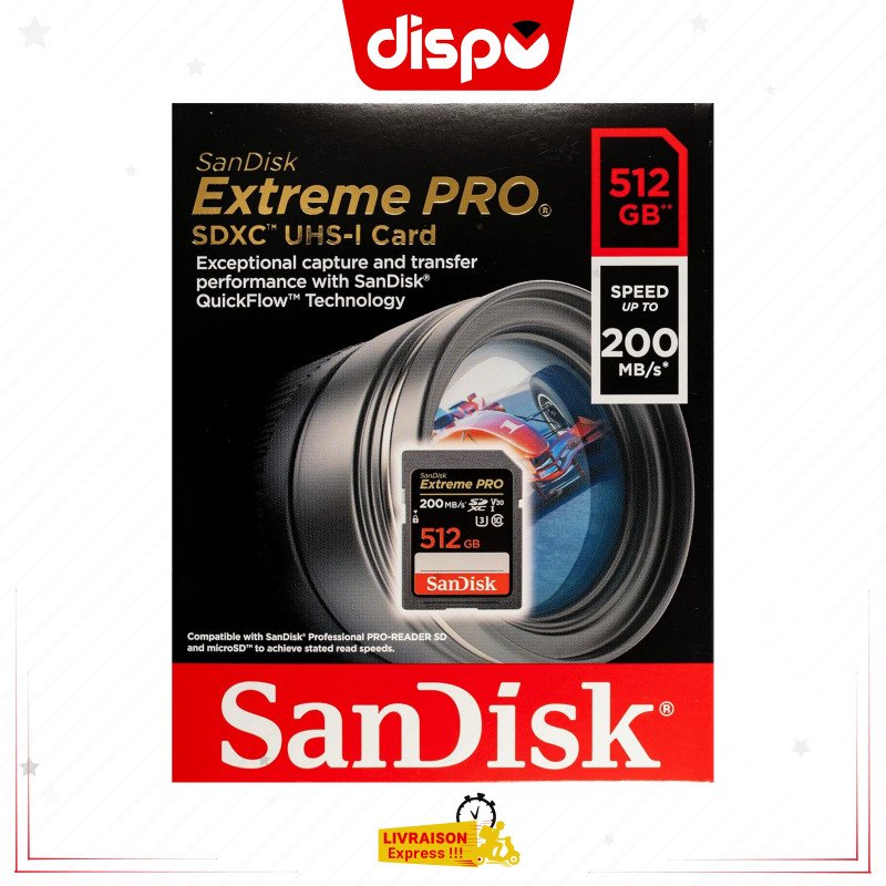 Carte Mémoire SanDisk Extreme PRO 512 Go Carte SDXC UHS-I 200 MB/s