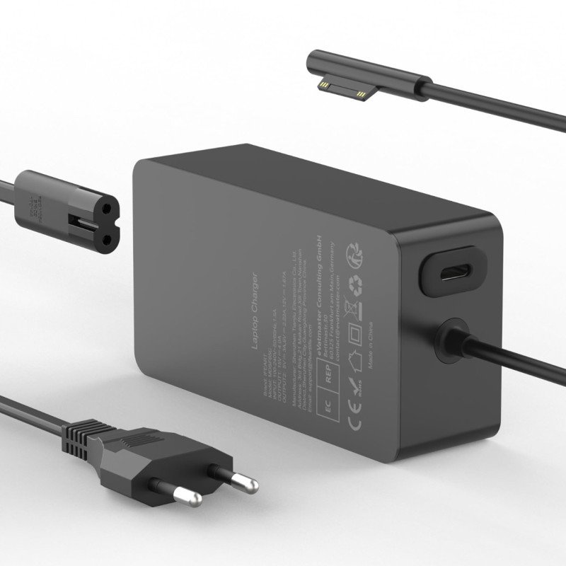 Chargeur Surface Pro pour Microsoft Surface Pro 9, 8, 7 +, 7, 6, 5, 4, X, Windows Surface Laptop