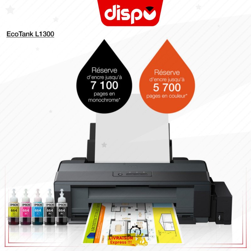 Imprimante Epson Eco Tank L1300 A3+ Couleur A Réservoirs Rechargeables