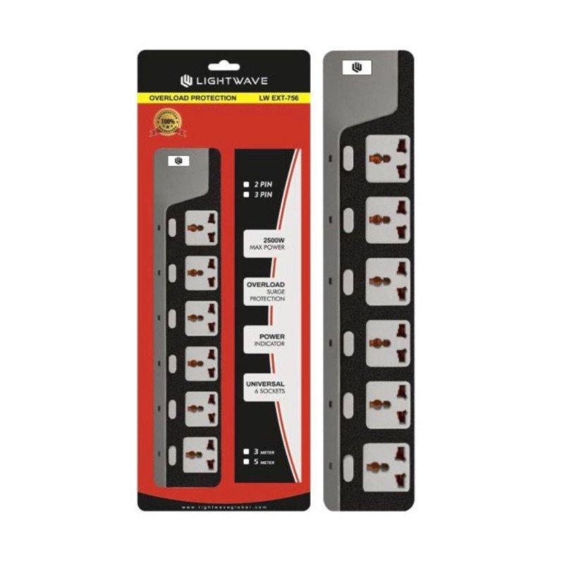 Rallonge électrique Light Wave EXT 756-2P - 6 prises