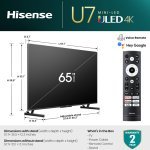 Téléviseur Hisense U7 65” 4K UHD Mini-LED QLED
