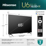 Téléviseur Hisense U6 65” 4K UHD Mini-LED QLED