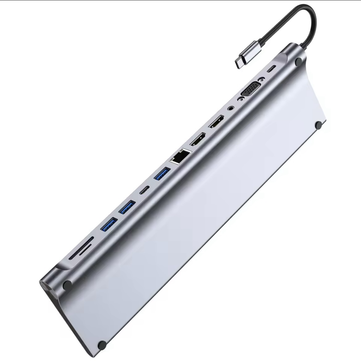 ADAPTATEUR MULTIPORT 12 EN 1 : WIN/MAC-DP-HDMI-VGA-LAN-USBC- 3XUSB3.0-USB-PD100W-SD/TF-JACK – Image 2