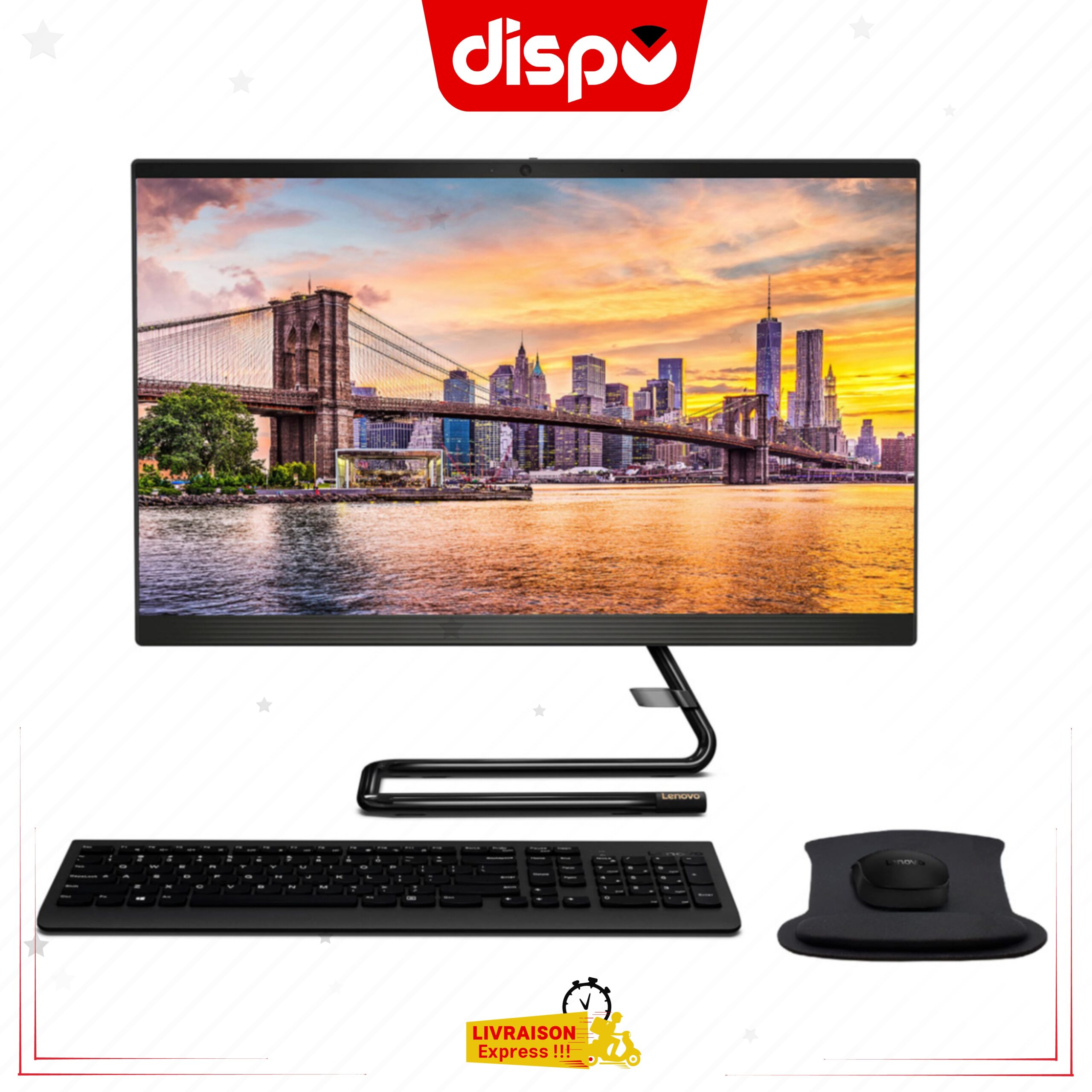 Ordinateur Tout-en-un Lenovo A340 24WL Disque Dur 1TB Ecran 24″ Intel Core i5, 8 Go RAM