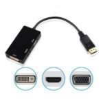 Adaptateur 3 En 1 Display Port HUB DP Vers HDMI VGA DVI 4K