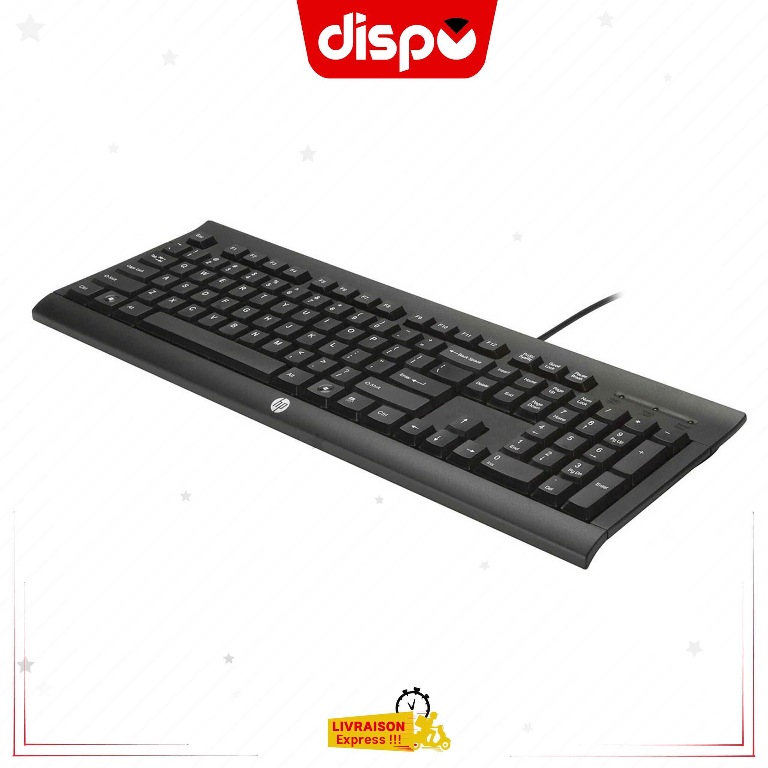 Clavier Filaire HP K1500 QWERTY Résistant aux Eclaboussures - USB - Noir – Image 3
