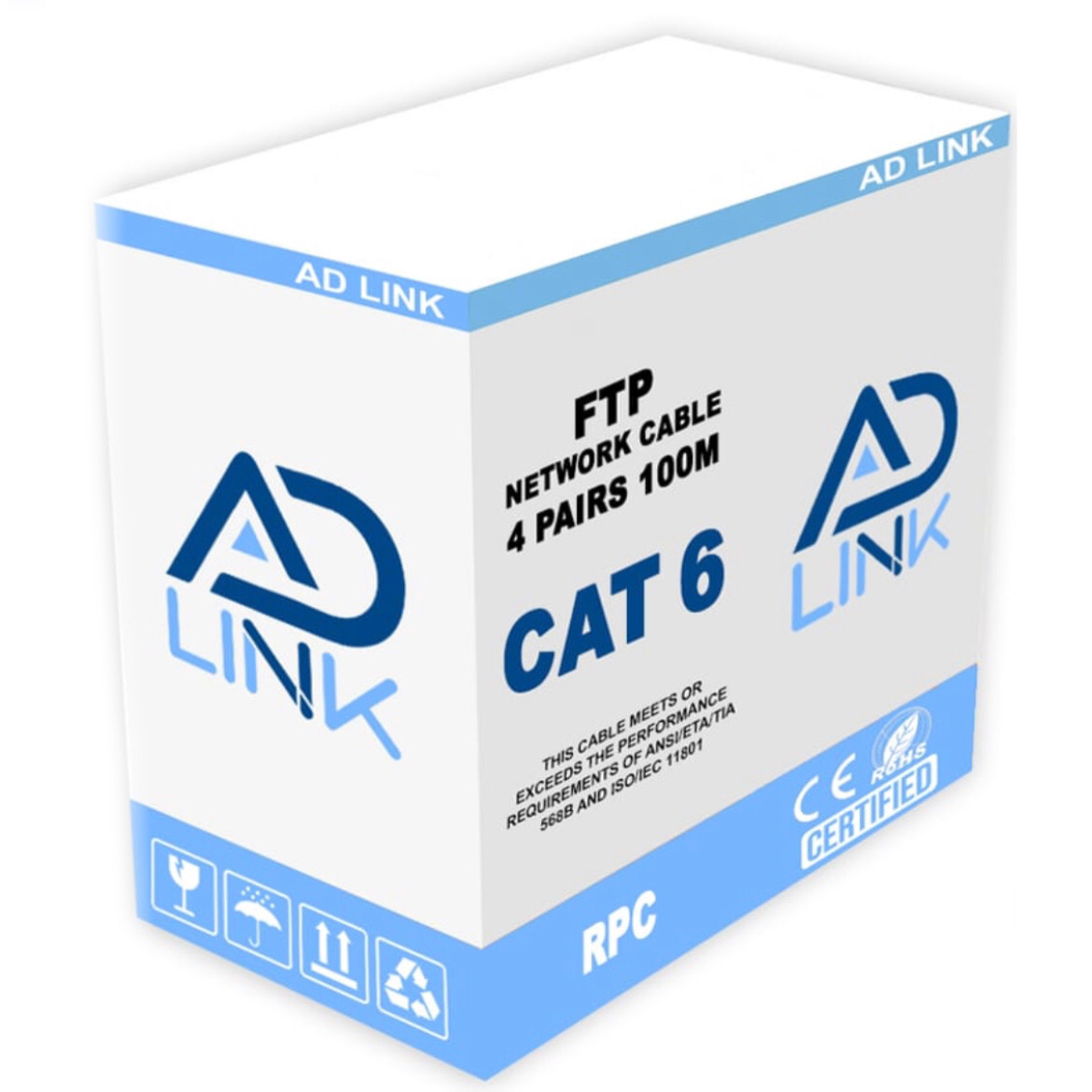 Rouleau cable réseau RJ45 Ad Link FTP Cat 6 100m