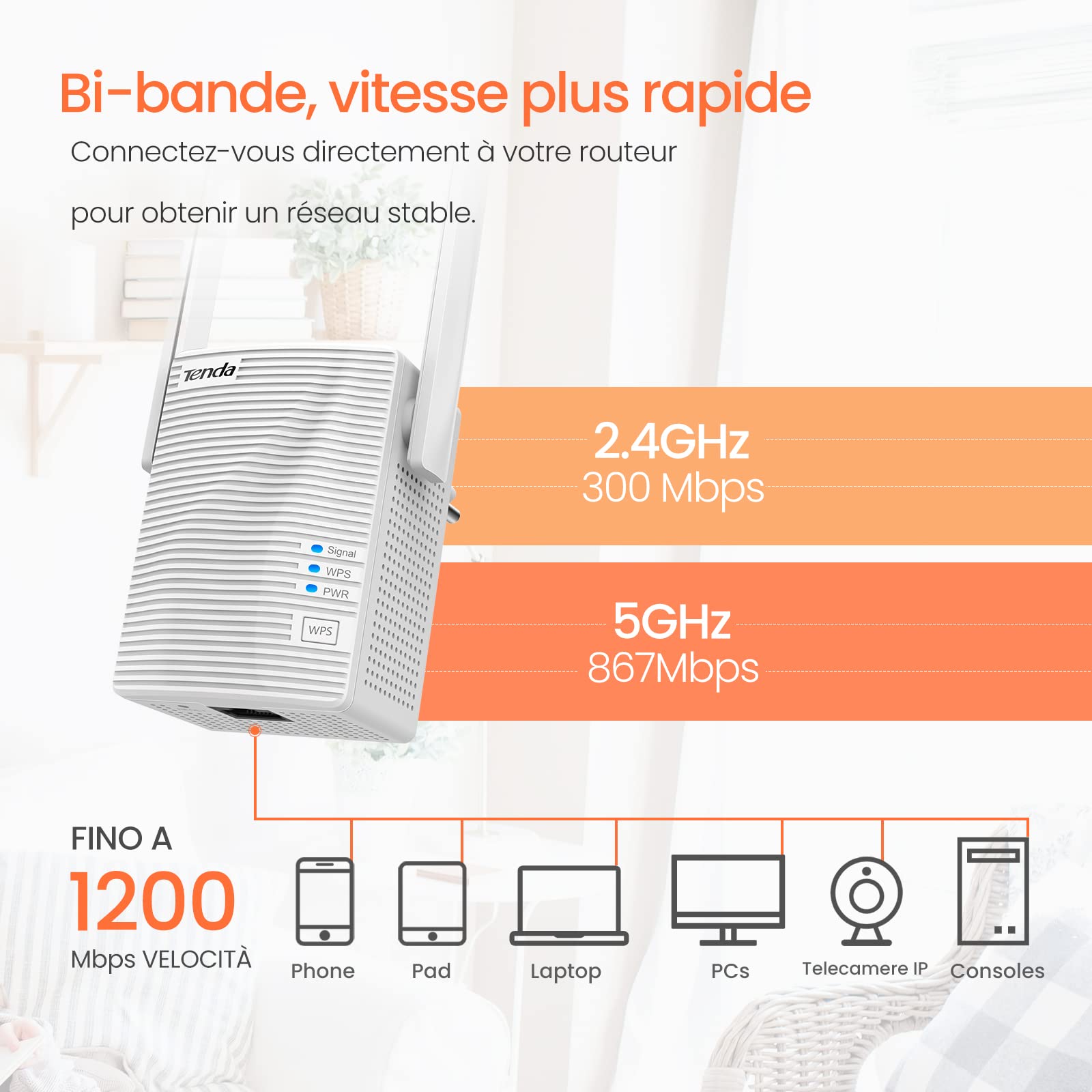 Tenda A18 AC1200Mbps double-bande wifi répéteur – Image 3