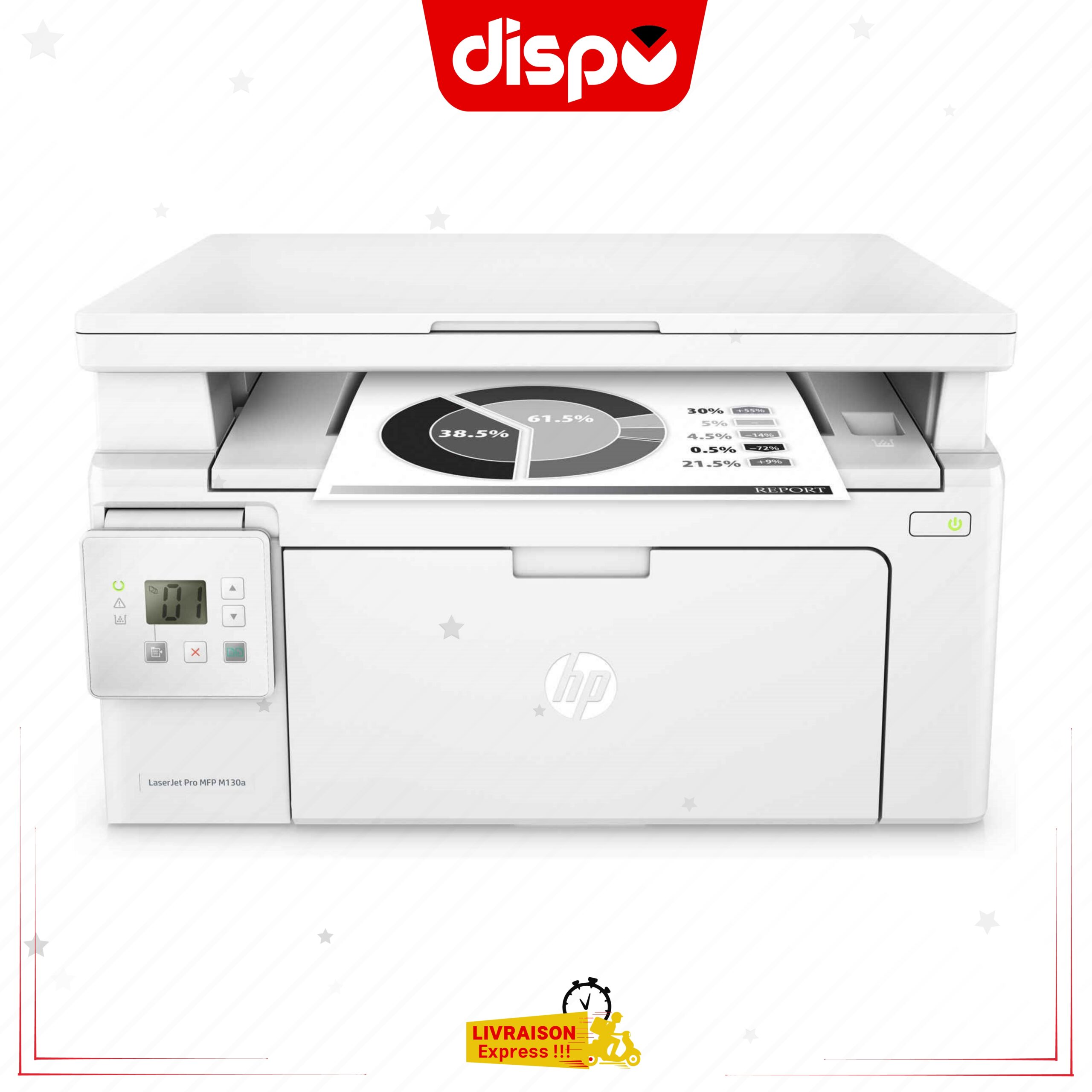 Imprimante HP M130A LaserJet Pro Multifonction Impression Noir et Blanc Monochrome