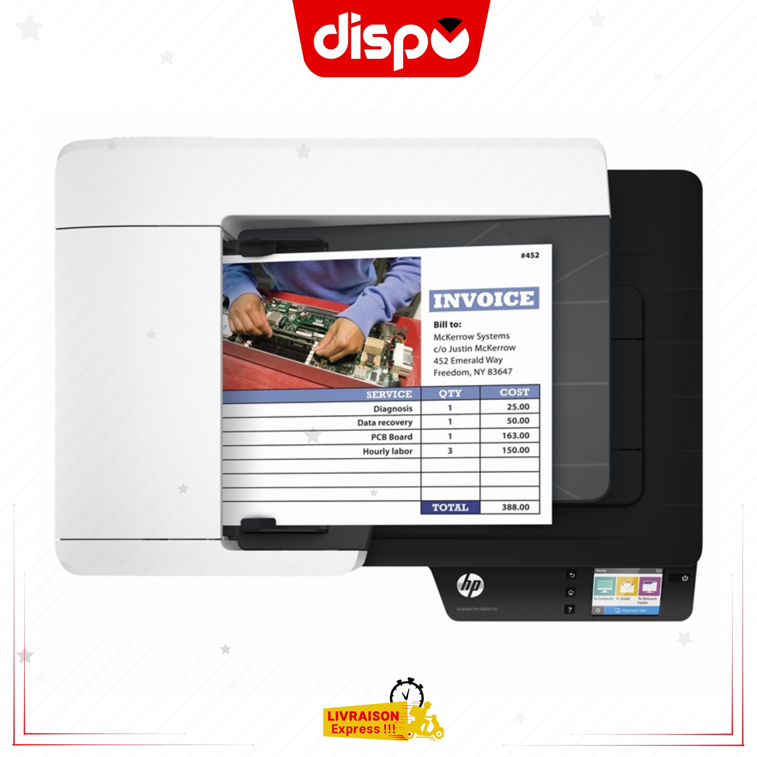 Scanner HP ScanJet Pro 4500 fn1 + Écran tactile USB 3.0 Gigabit LAN Wi-Fi – Image 4