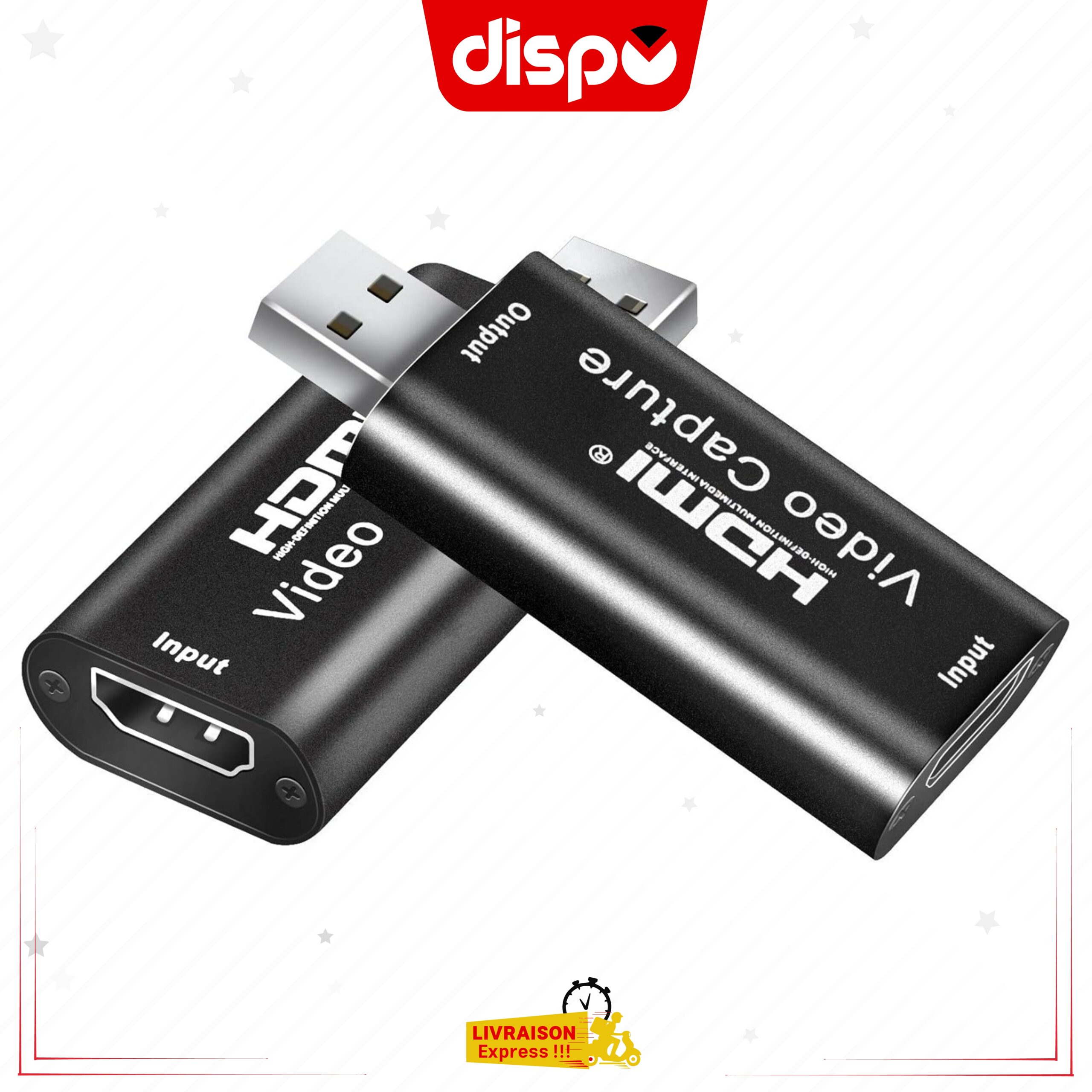 Carte De Capture Vidéo HDMI Vers USB 2.0, Enregistrement 1080p Et 30 Hz Pour Caméscope Reflex Numérique (Noir)