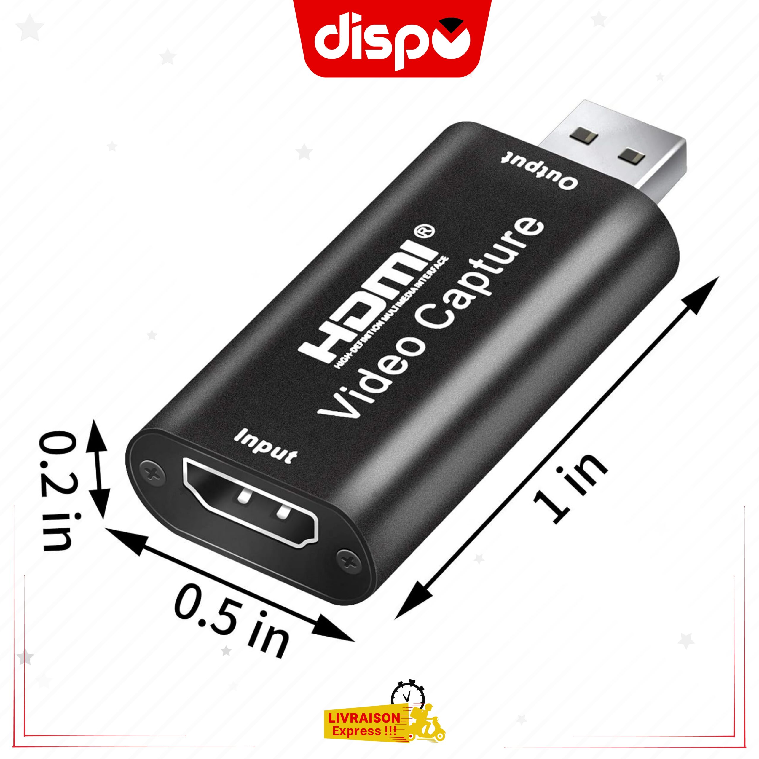 Carte De Capture Vidéo HDMI Vers USB 2.0, Enregistrement 1080p Et 30 Hz Pour Caméscope Reflex Numérique (Noir) – Image 3
