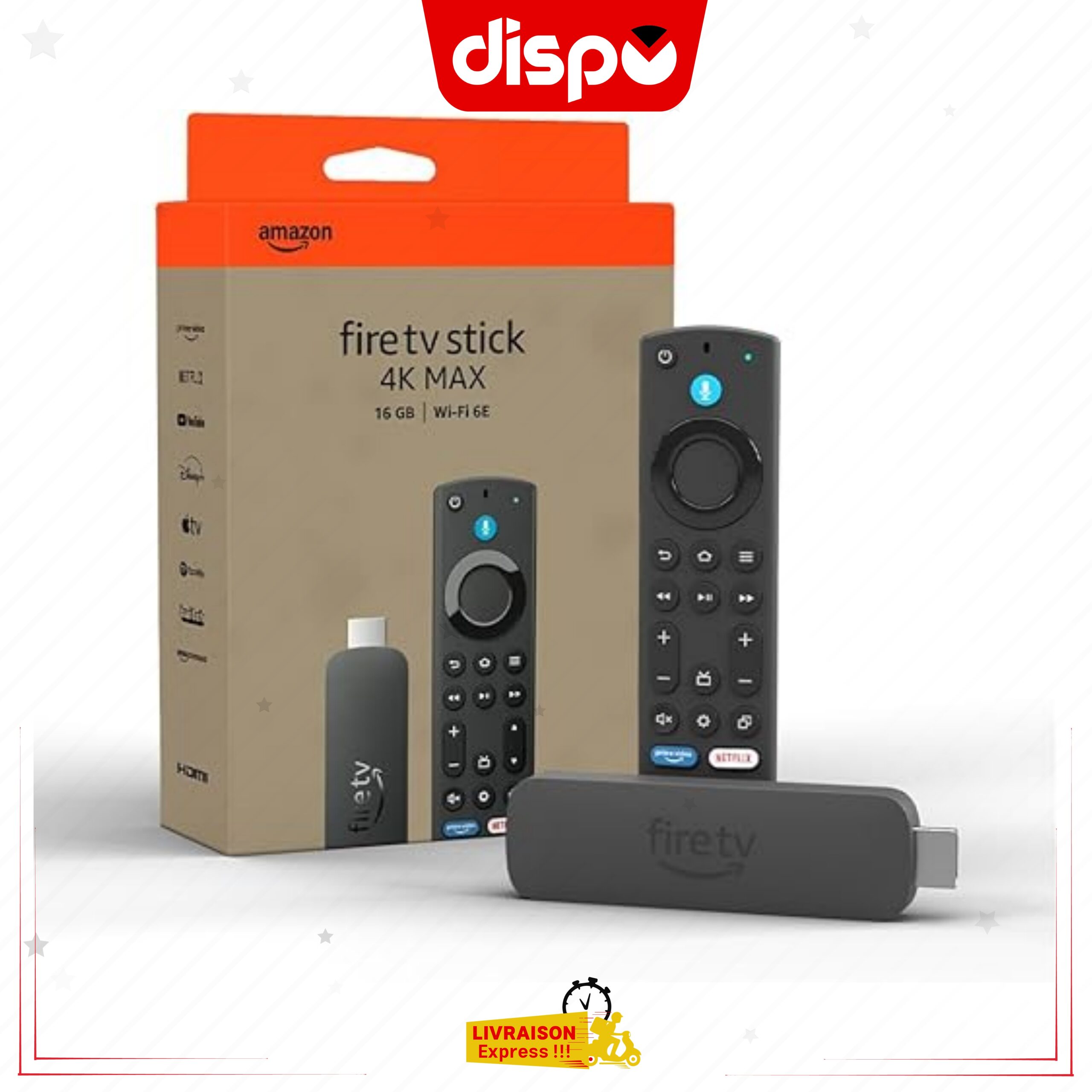 Amazon Fire TV Stick 4K Max | Appareil de streaming WIFI 6E 16GO (2EME GENERATION) RAM 2GO