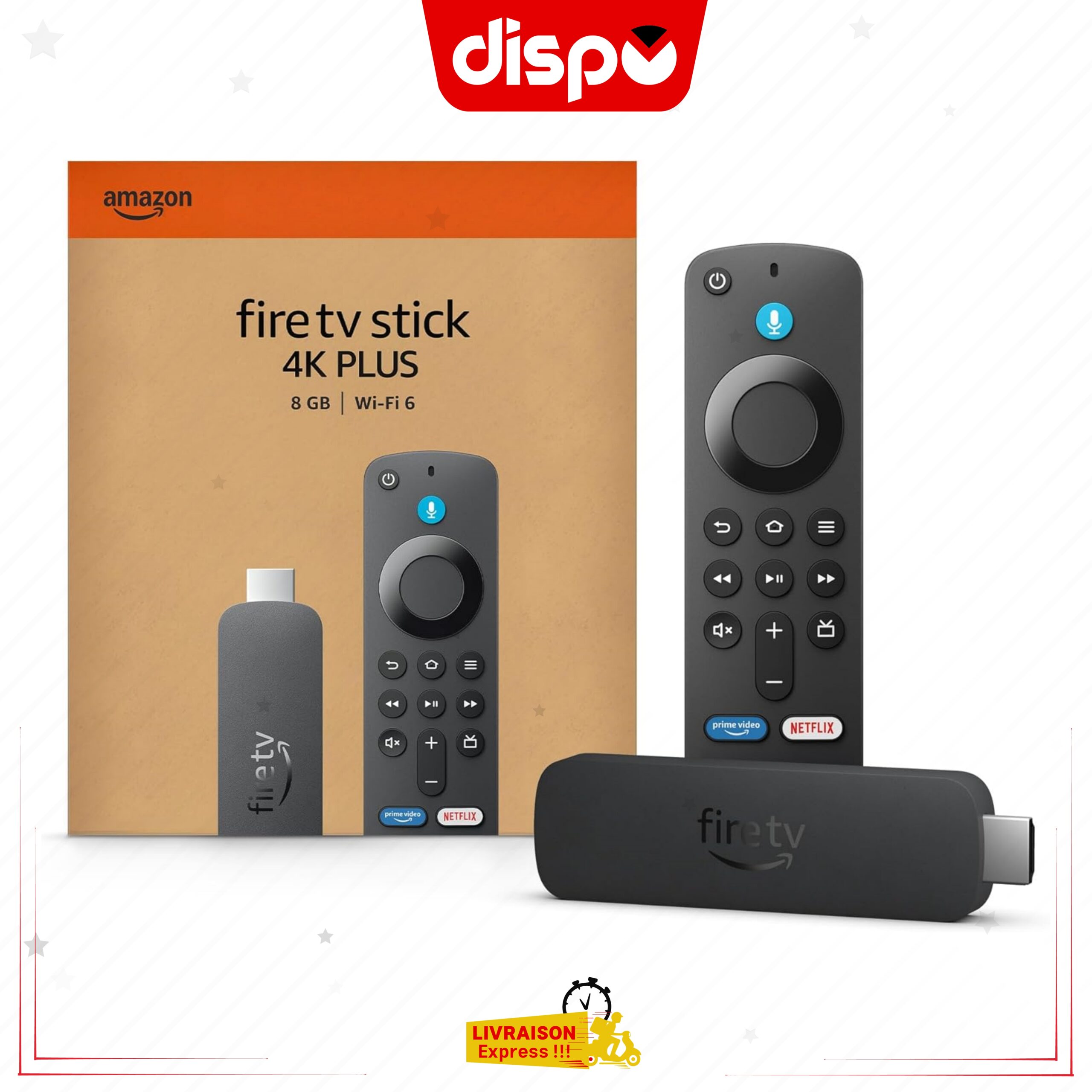 Amazon Fire TV Stick 4K Plus Compatible Wi-Fi 6, Dolby Vision/Atmos, HDR10+ | Accédez à plus de 350 000 films et épisodes de séries