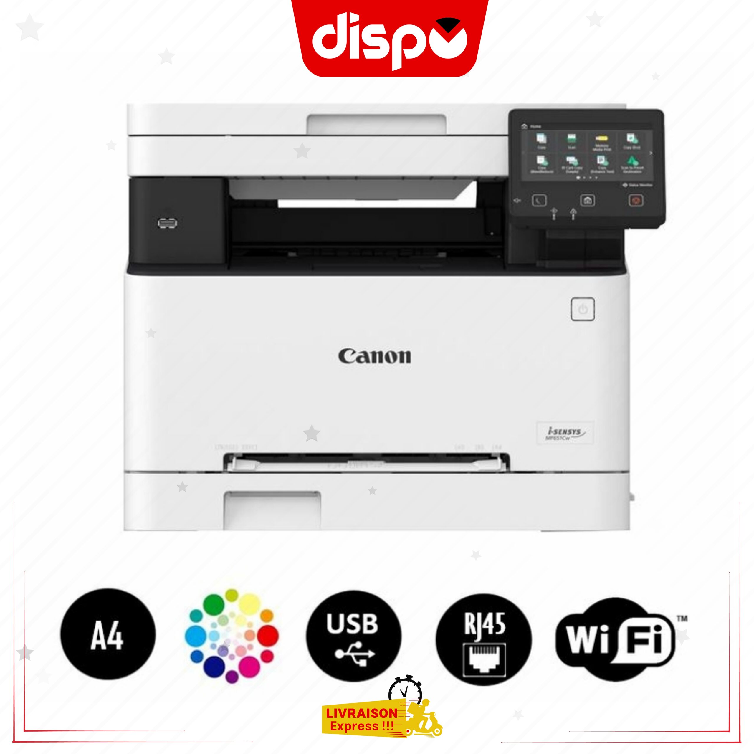 Imprimante Multifonction Canon I-SENSYS MF651Cw Couleur A4 3 En 1 (USB 2.0/Wi-Fi/Ethernet)