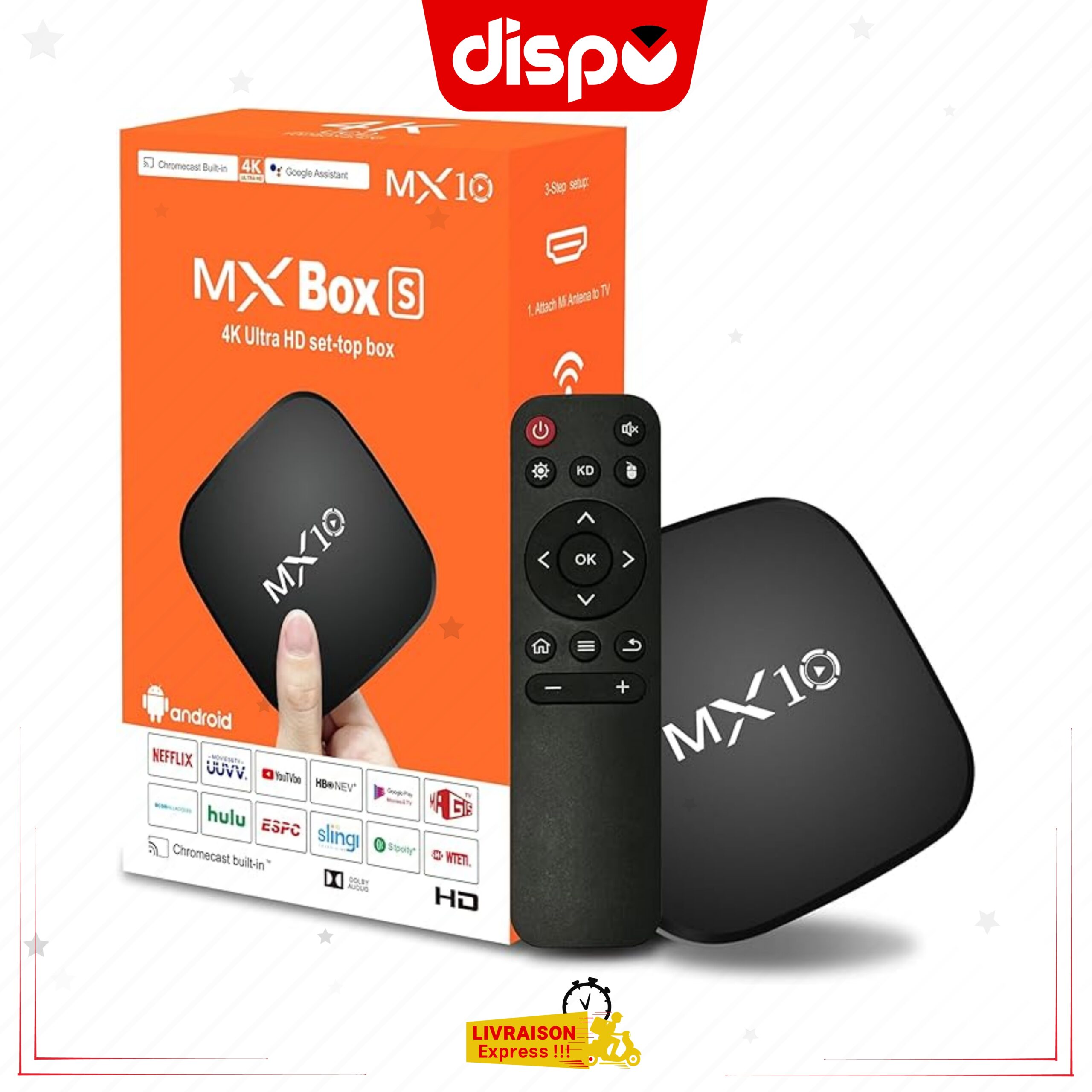 Mini Mx10 Box S Boîtier De Télévision Android 1GB 8GB Smart Tv Box 2 4g Wifi Noir