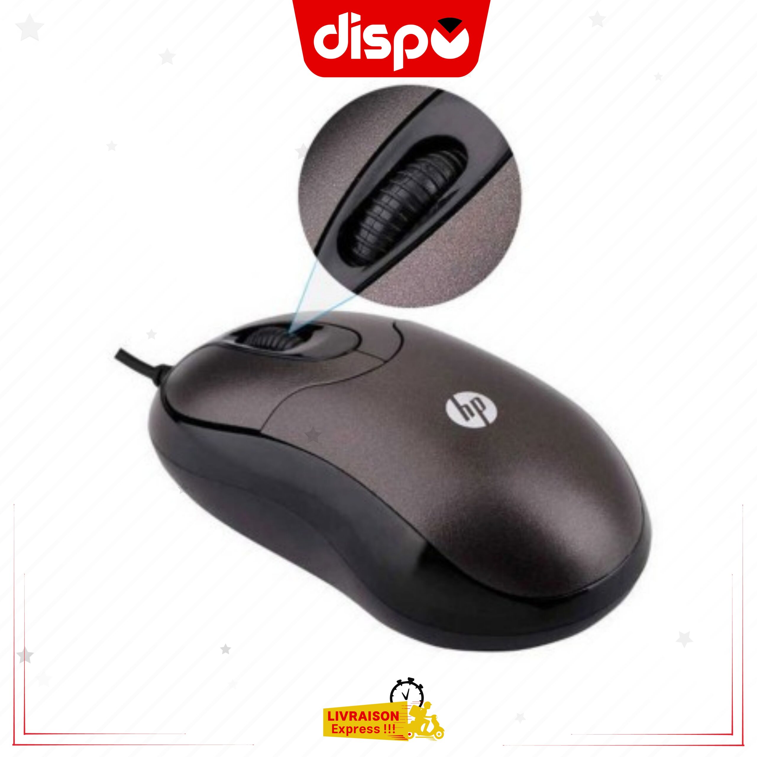 Souris Filaire HP FM100 USB Haute Précision 1000 DPI – Noire