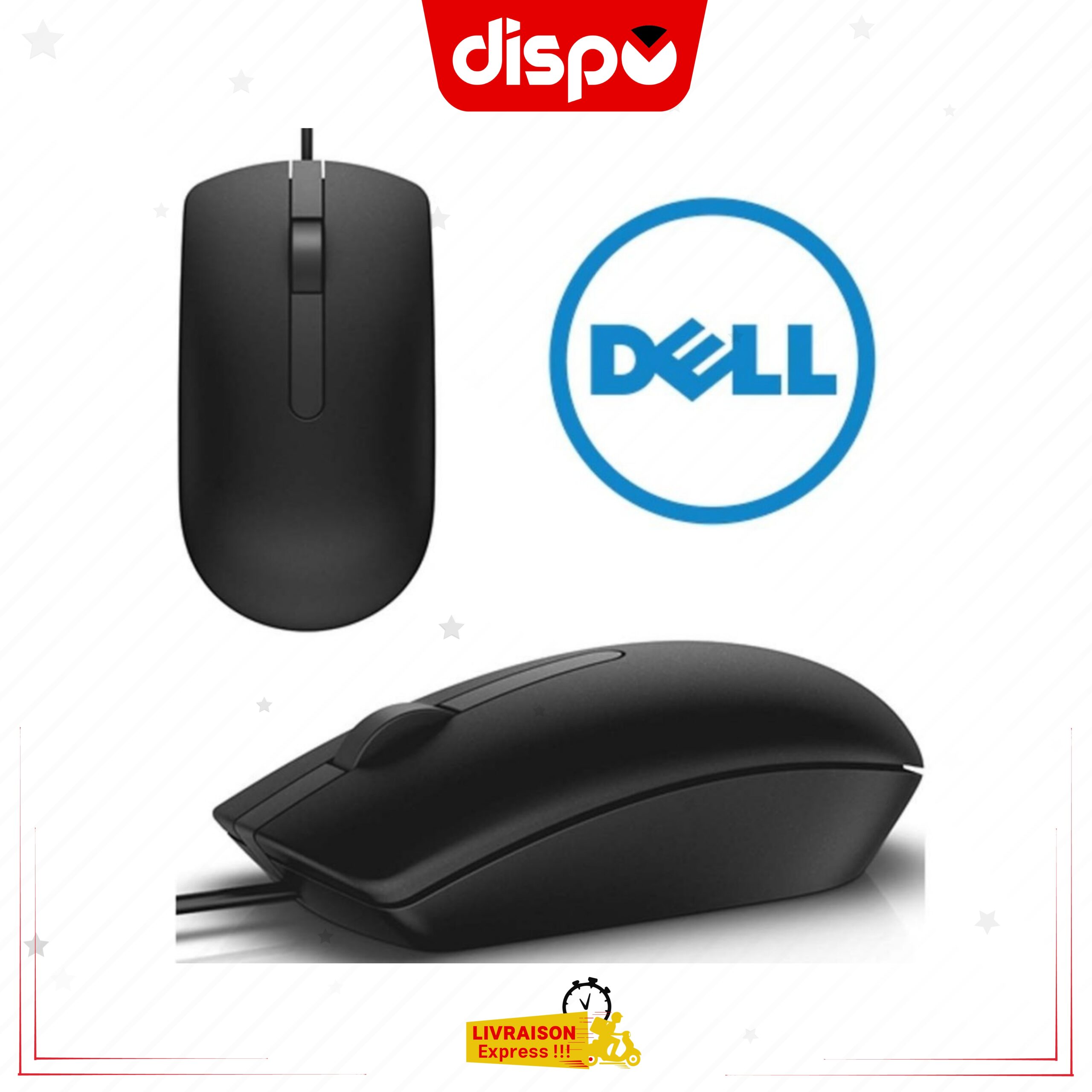 Souris Optique Dell MS116 Ambidextre – USB Noir