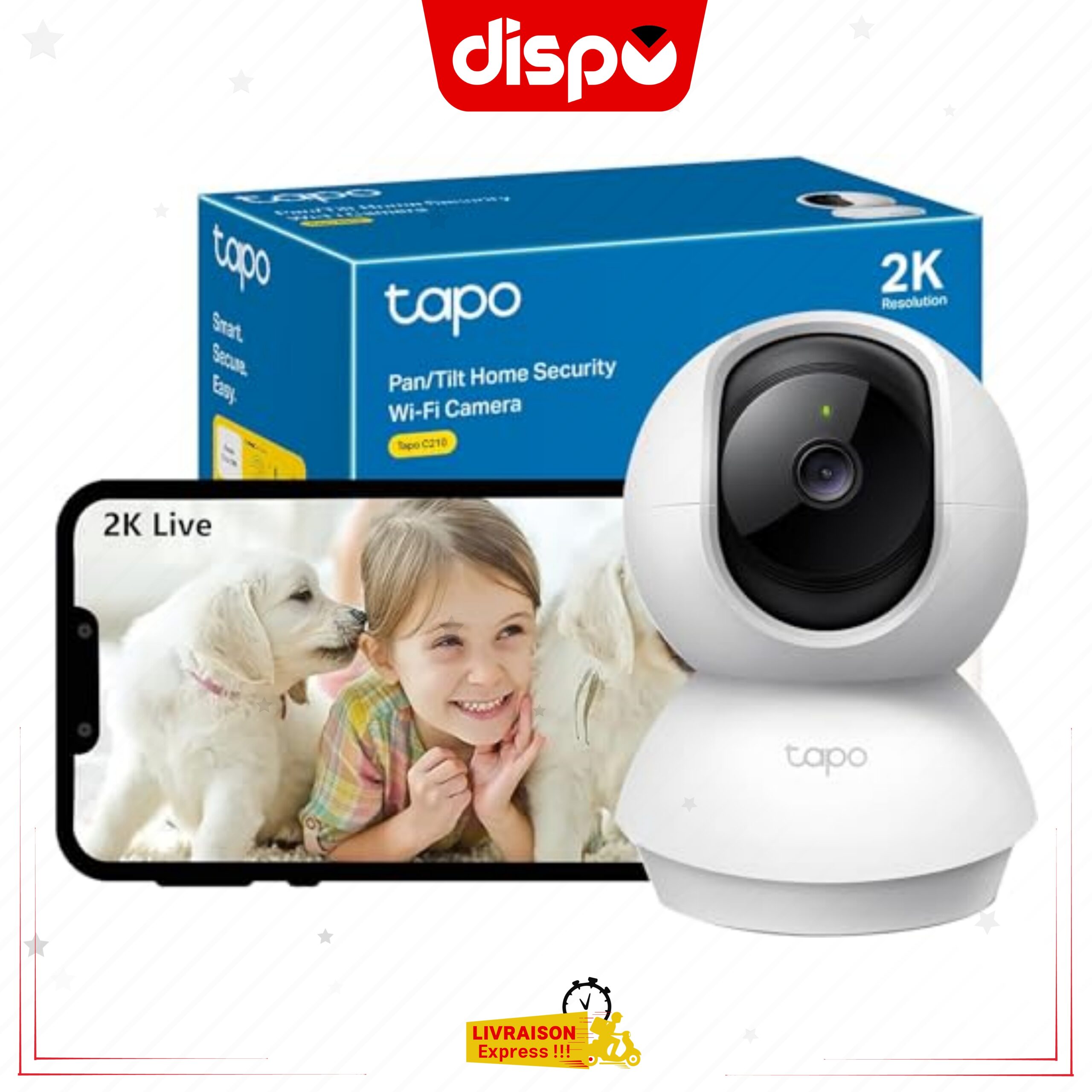 Caméra TP-Link Tapo C210 – Intérieure 2K QHD 3MP, 360°, Détection de Personne, Pleurs de Bébé, Vision Nocturne, Audio Bidirectionnel – Image 3