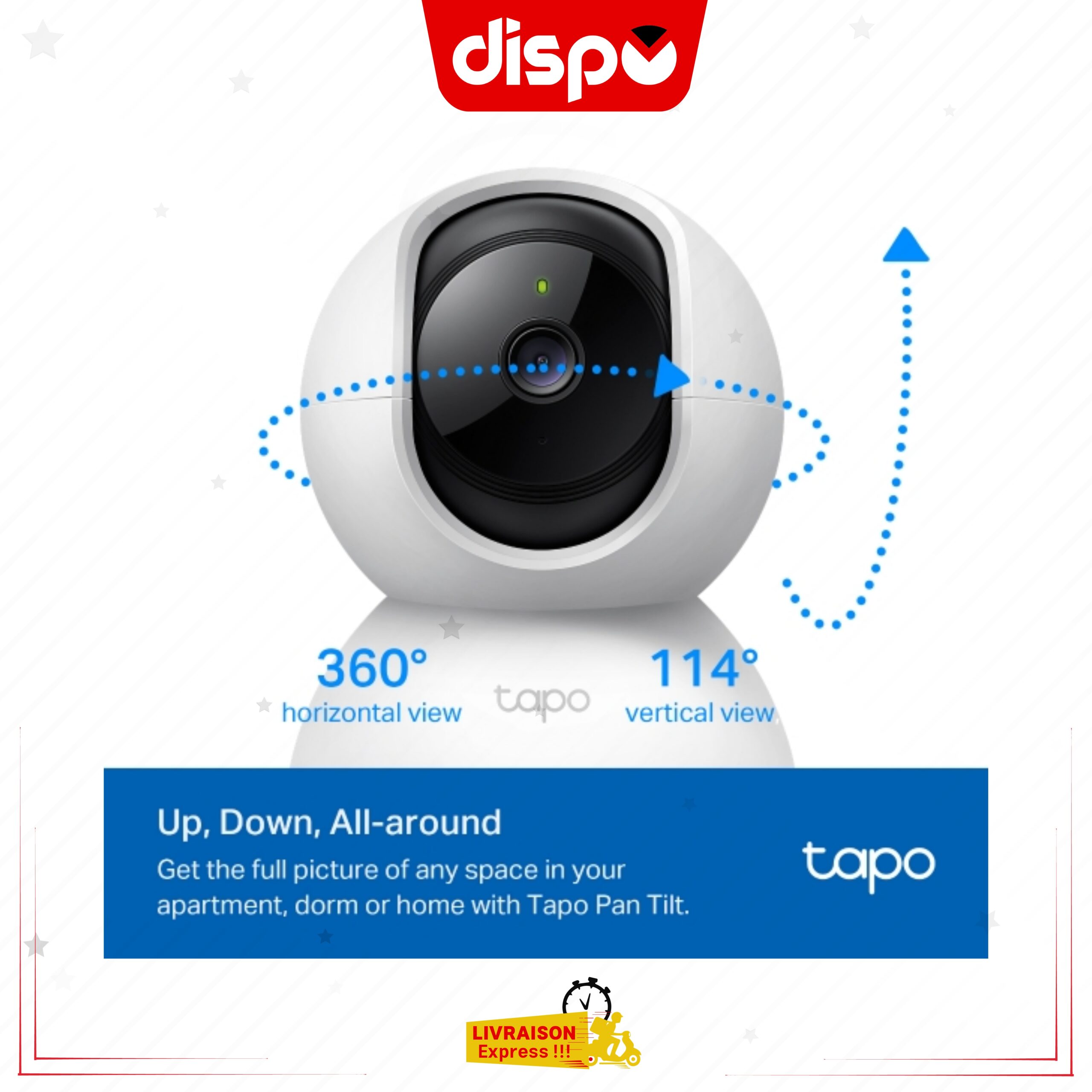 Caméra TP-Link Tapo C210 – Intérieure 2K QHD 3MP, 360°, Détection de Personne, Pleurs de Bébé, Vision Nocturne, Audio Bidirectionnel – Image 4