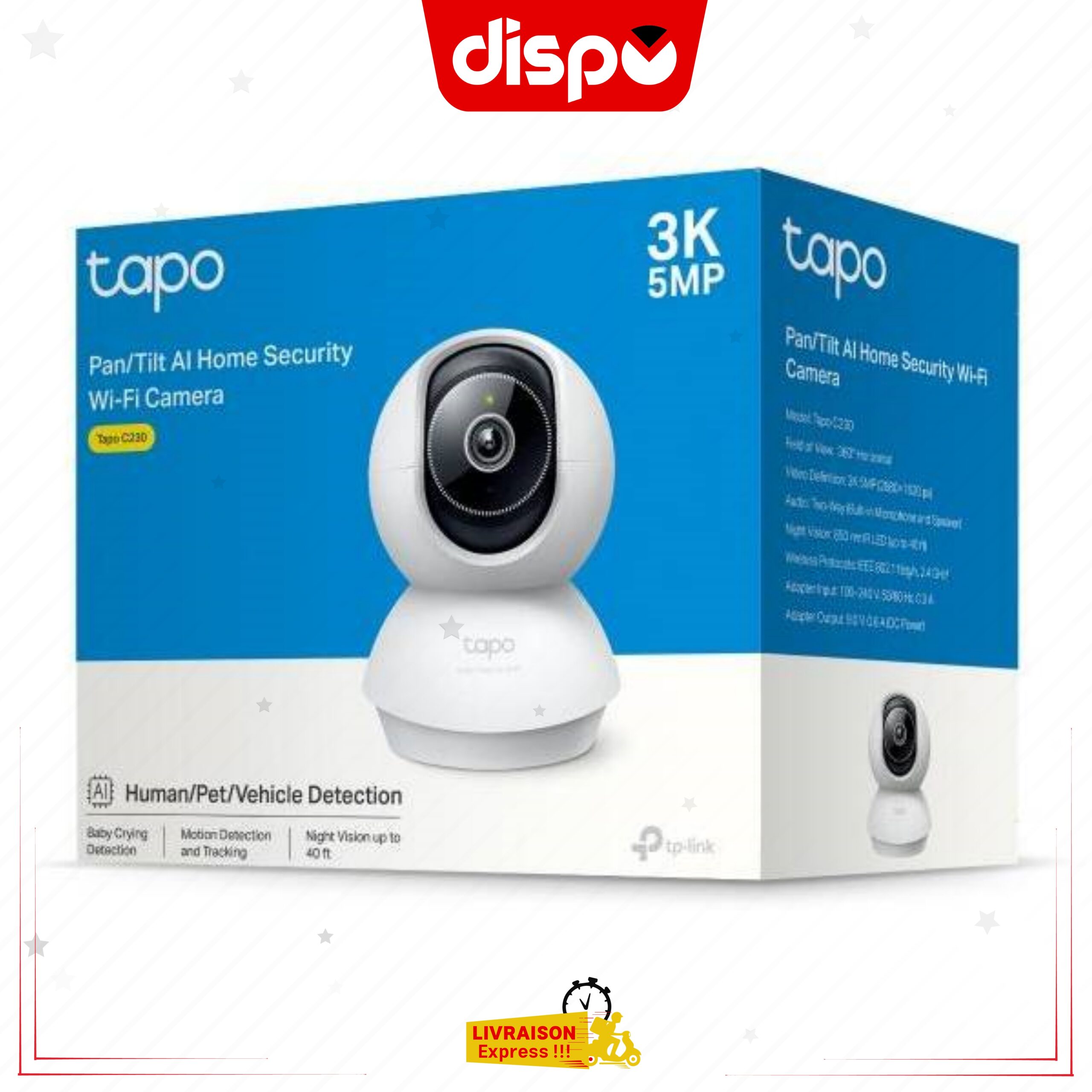 Caméra TP-Link Tapo C230 – IP motorisée intérieure 2K QHD | IA intelligente | Vision nocturne couleur