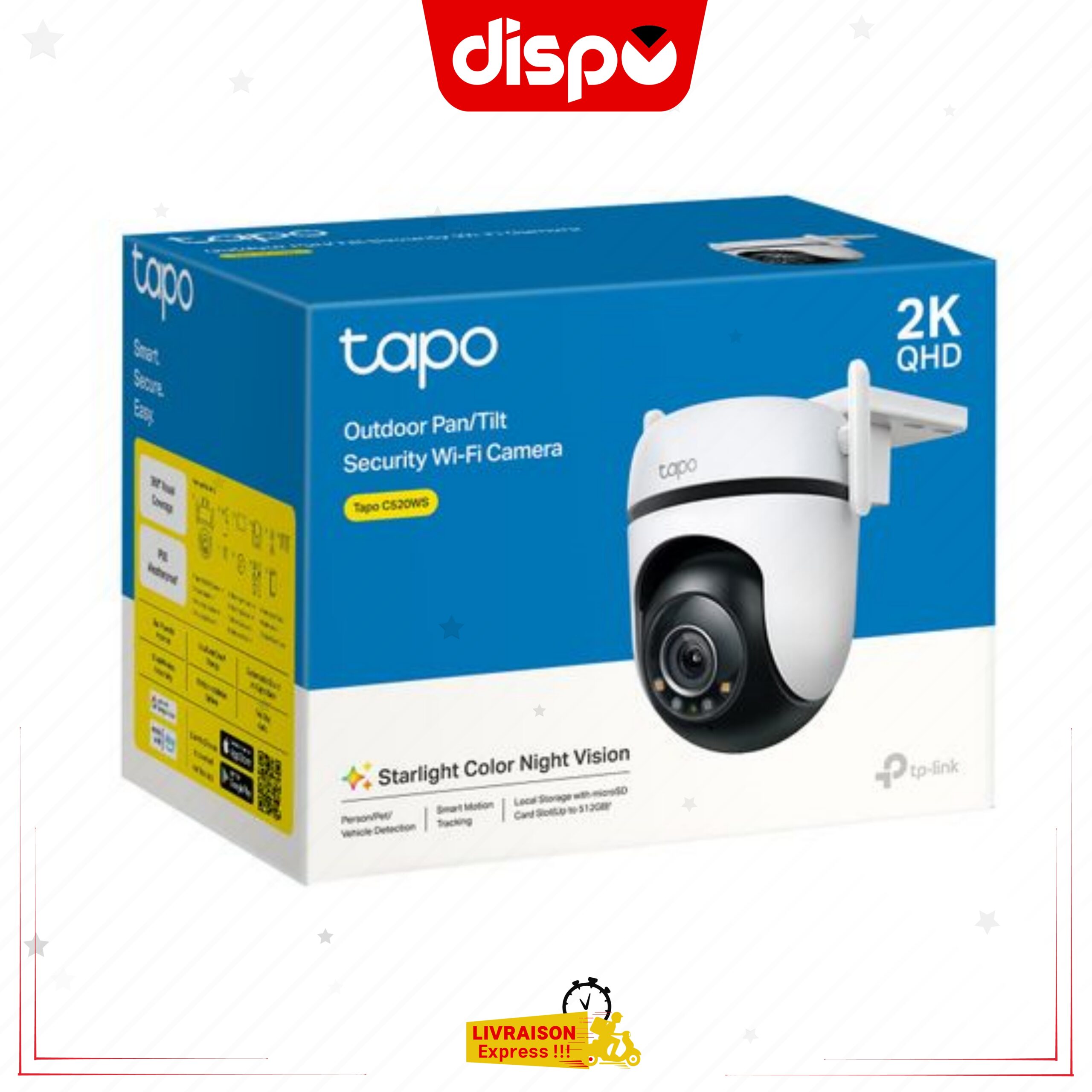 Caméra TP-Link Tapo C520WS - Panoramique - Inclinable - 360° - 2K QHD - Extérieur – Image 3