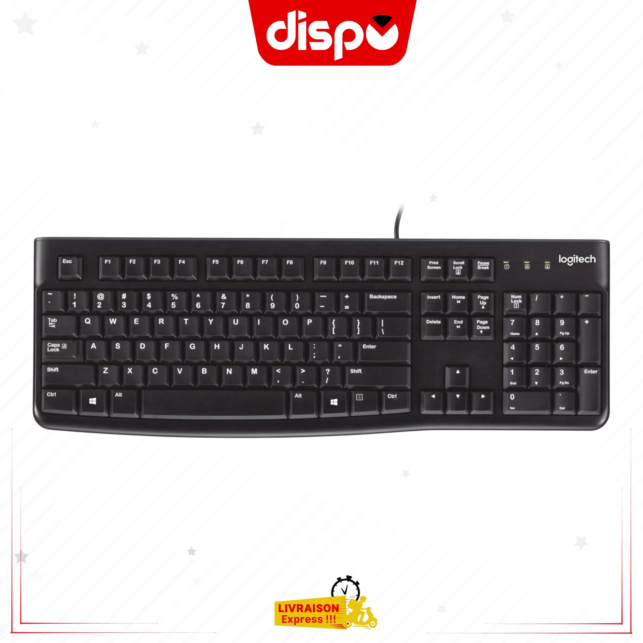 Clavier Avec Fil Logitech K120, pour Windows, USB Plug-and-Play