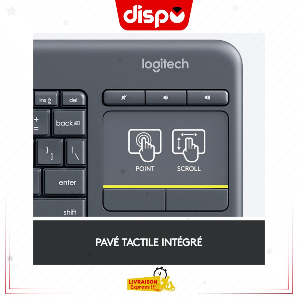 Clavier Sans Fil Logitech K400 Plus, Touch TV avec Contrôle Média et Pavé Tactile – Image 3