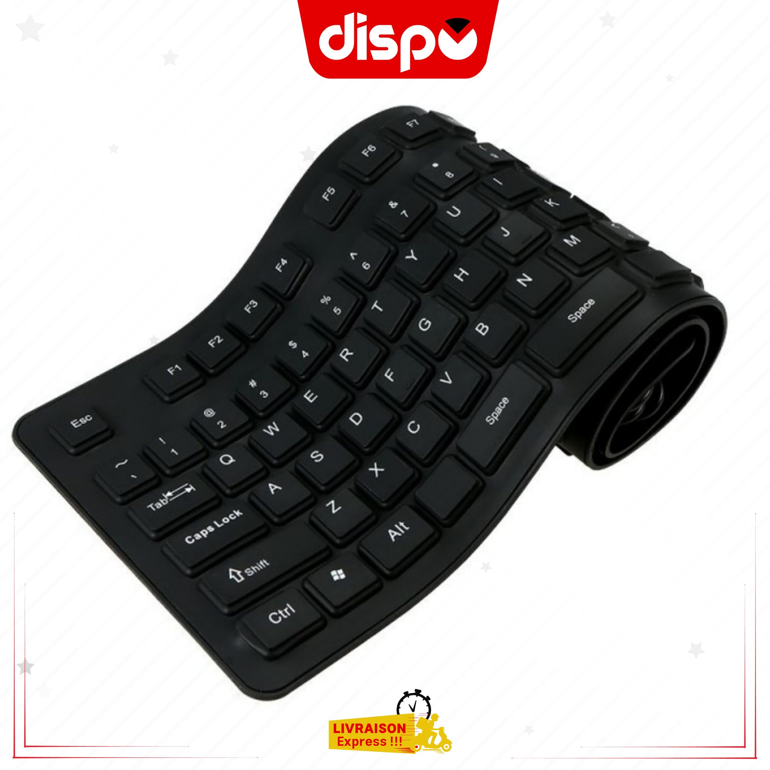 Clavier flexible étanche Pliable AZERTY