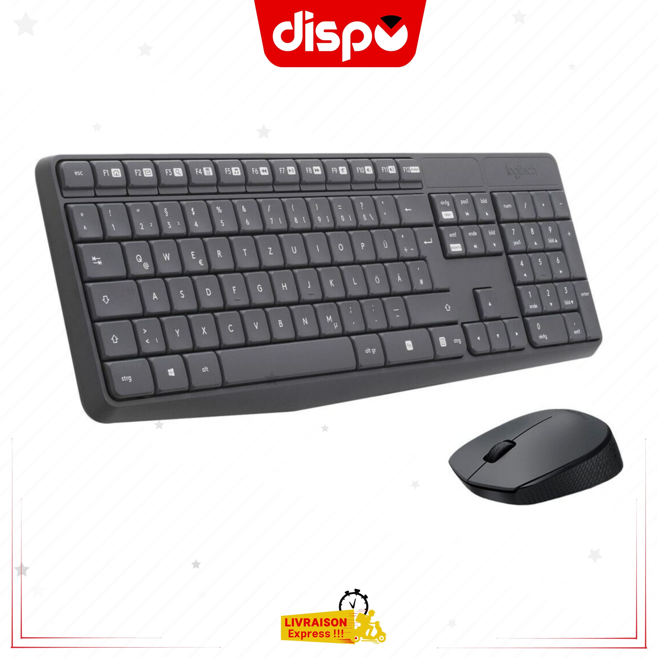 Combo Clavier et Souris Logitech MK235 – pour Windows, connexion sans fil 2,4 GHz, QWERTY