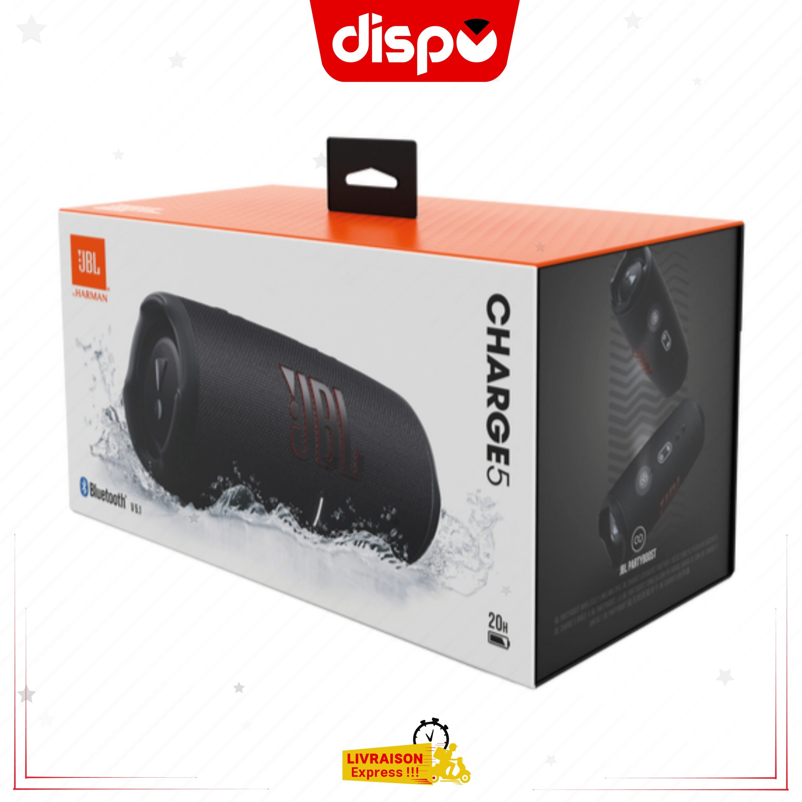 Enceinte Bluetooth JBL Charge 5 – 20h d’Autonomie – étanchéité IP67 et résistance à la poussière