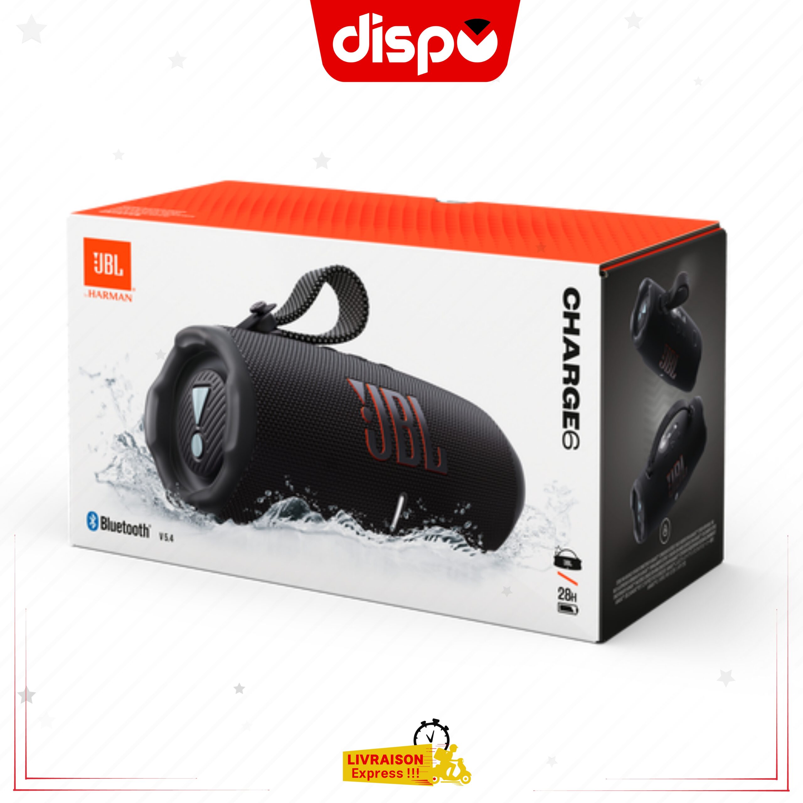 Enceinte Bluetooth JBL Charge 6 – 28h d’Autonomie – IA Sound Boost