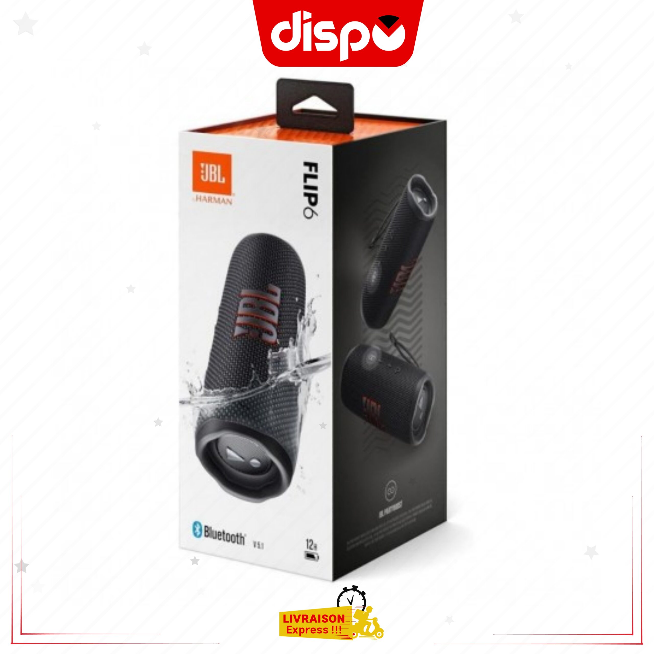 Enceinte Bluetooth JBL Flip 6 –Autonomie 12 hrs étanchéité IP67 et résistance à la poussière