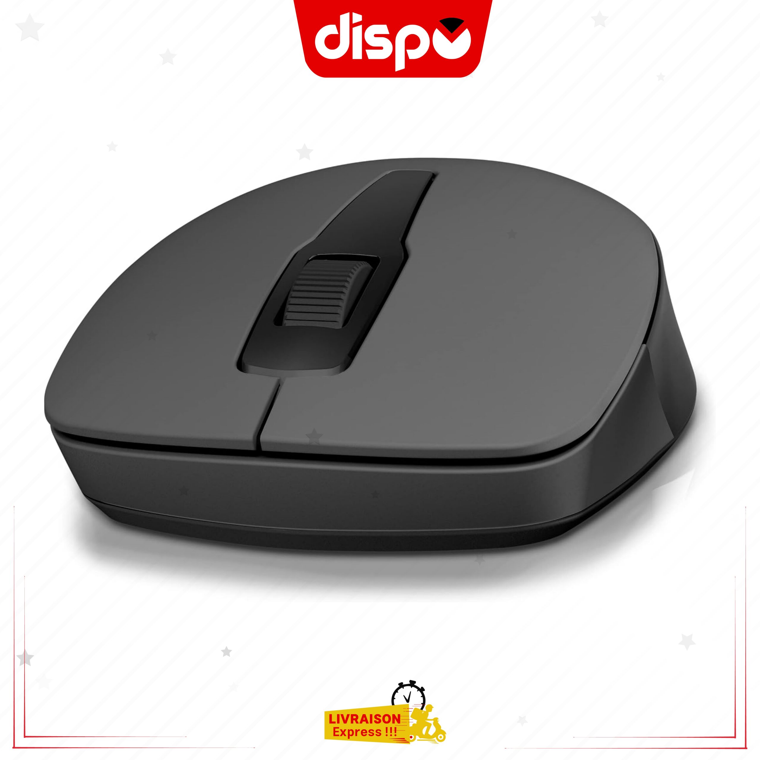 Souris Sans Fil HP 150, 1600 DPI pour gaucher et droitier Dongle USB-A – Noir
