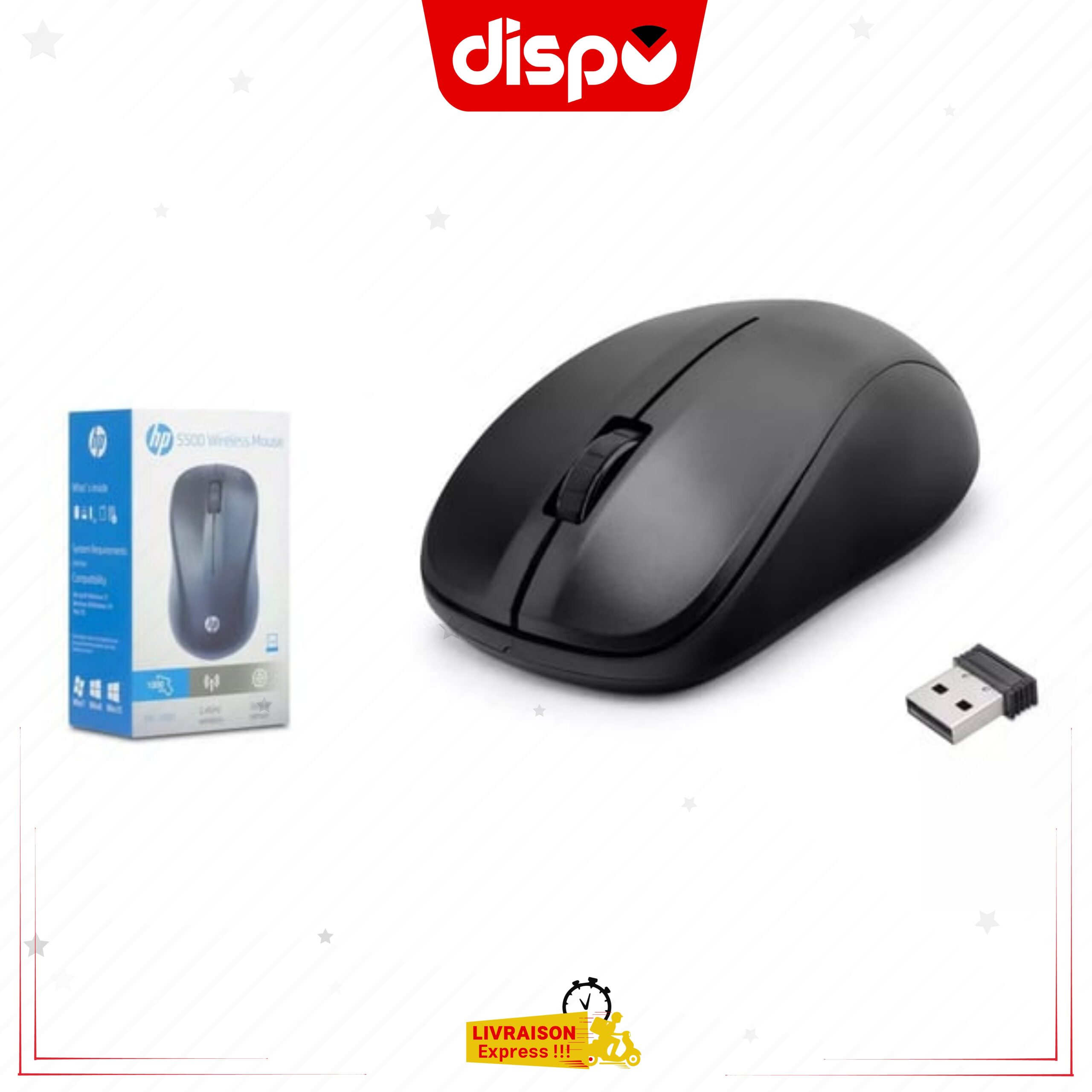 Souris Sans Fil HP S500, Souris optique USB- Noir