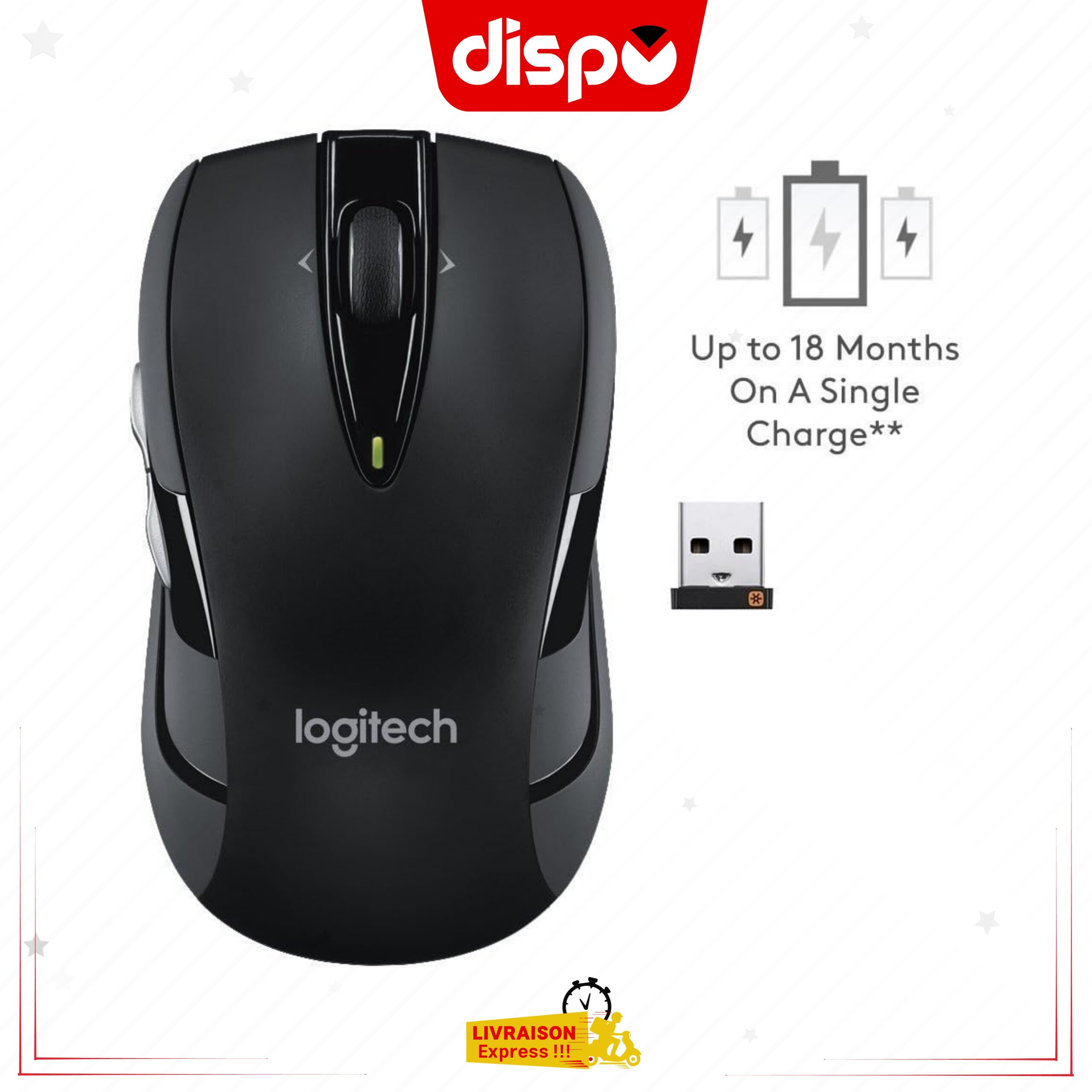 Souris Sans Fil Logitech M545, 2,4 GHz avec Récepteur USB –Noir – Image 3