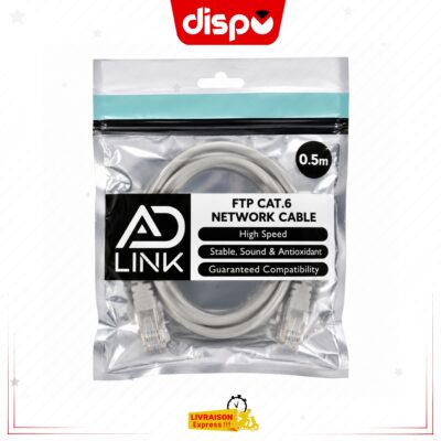 Patch Câble Réseau RJ45 Ad Link FTP Cat6 0.5m : Connexion Stable et Rapide